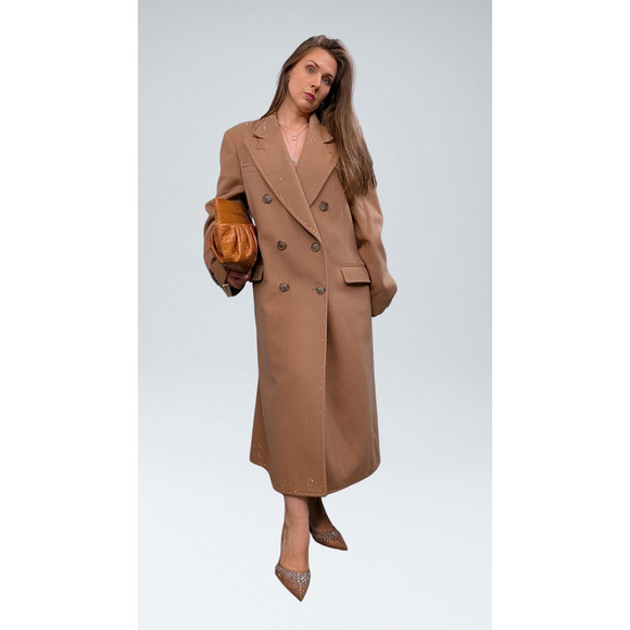 Tempo Europe London Fog 100% Wool Upcycled with 500 Austrian Crystals Coat - M/L - Picture 16 of 16